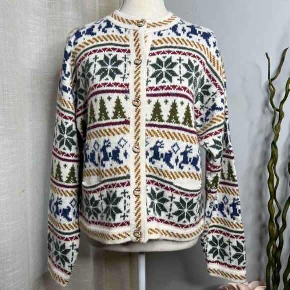 Alpaca Connection Wool Sweater Fair Isle Hand Knit Peruvian Women's Size XL - Picture 1 of 9